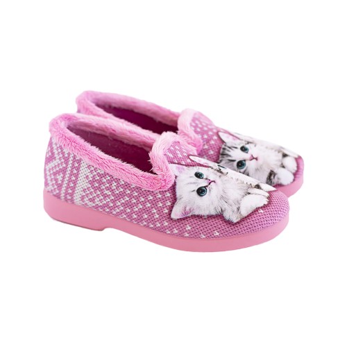 Zapatillas con gatitos, color rosa