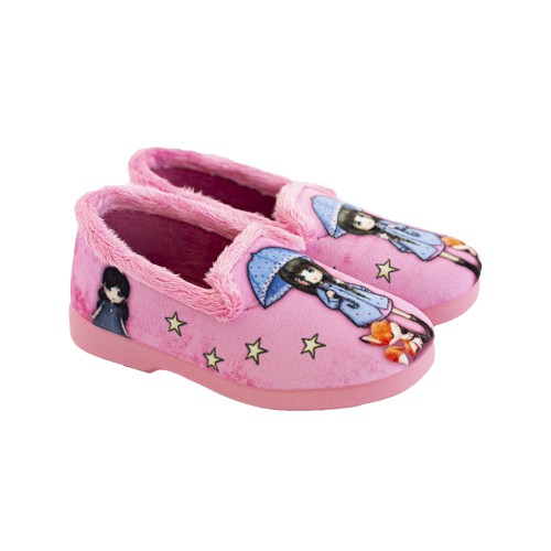 Zapatillas de casa para niños, muñeca zorro color rosa