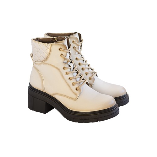 Botines Mujer Tacón Ancho Beige