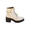 Botines para mujer con tacón ancho, color beige