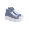 Botines de lona con plataforma, para mujer. Color jeans.