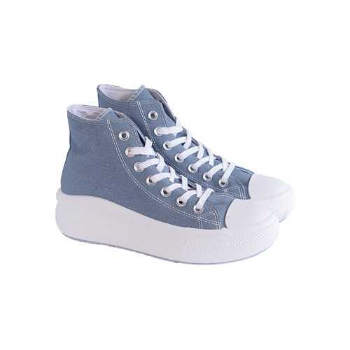 Botines de lona con plataforma, para mujer. Color jeans.