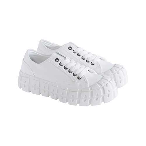 Zapatillas de lona con suela track, para mujer. Color blanco.
