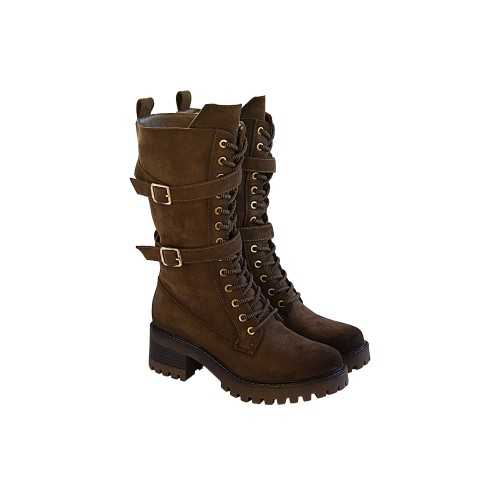 Bota Militar Hebillas Cordones Kaki