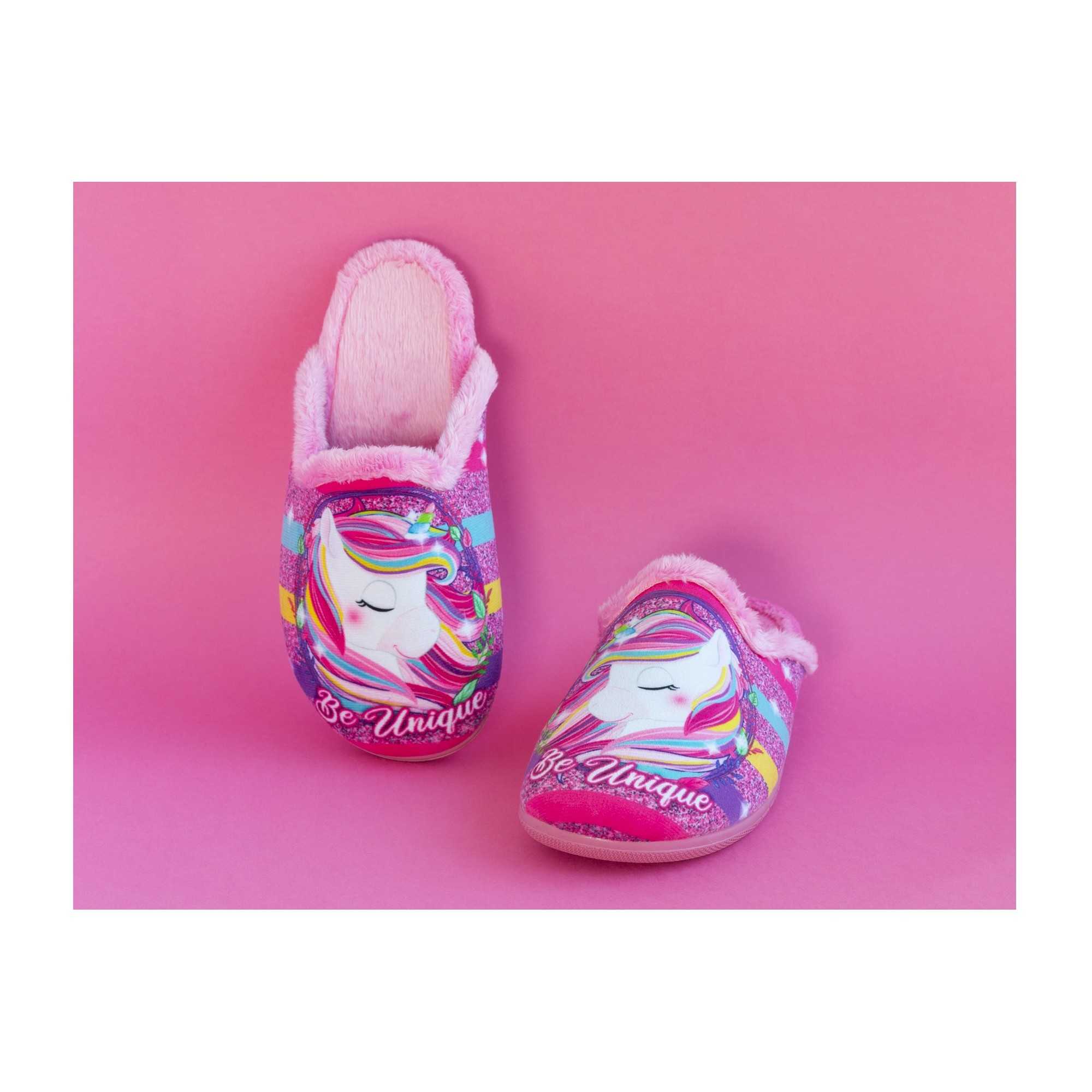 Zapatilla de Casa Unicornio Rosa