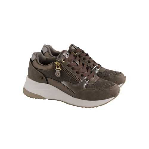 Sneakers Xti Cuña Cremallera Lateral Bronce