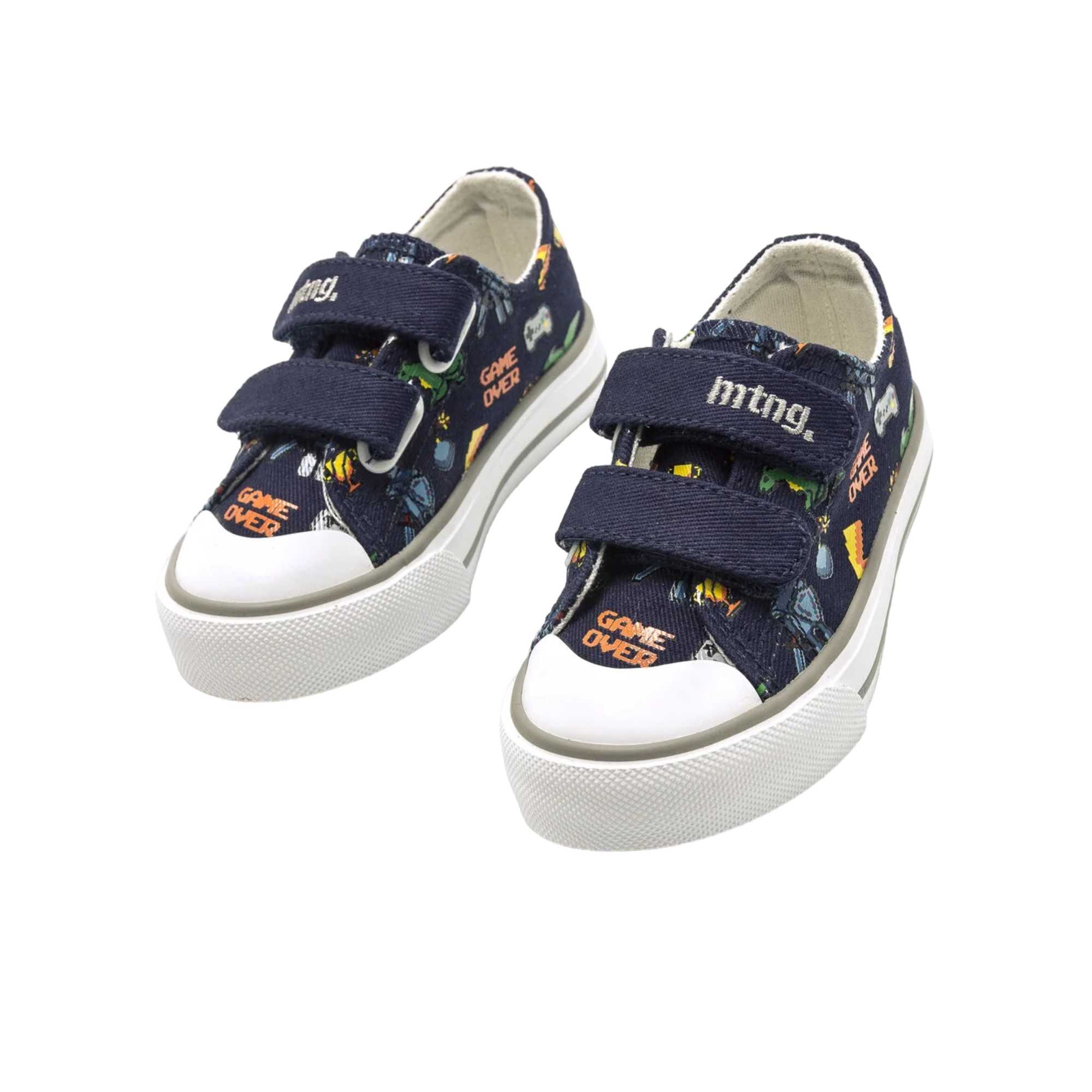 Zapatillas Mustang  Lona Velcro Azul Marino Niños