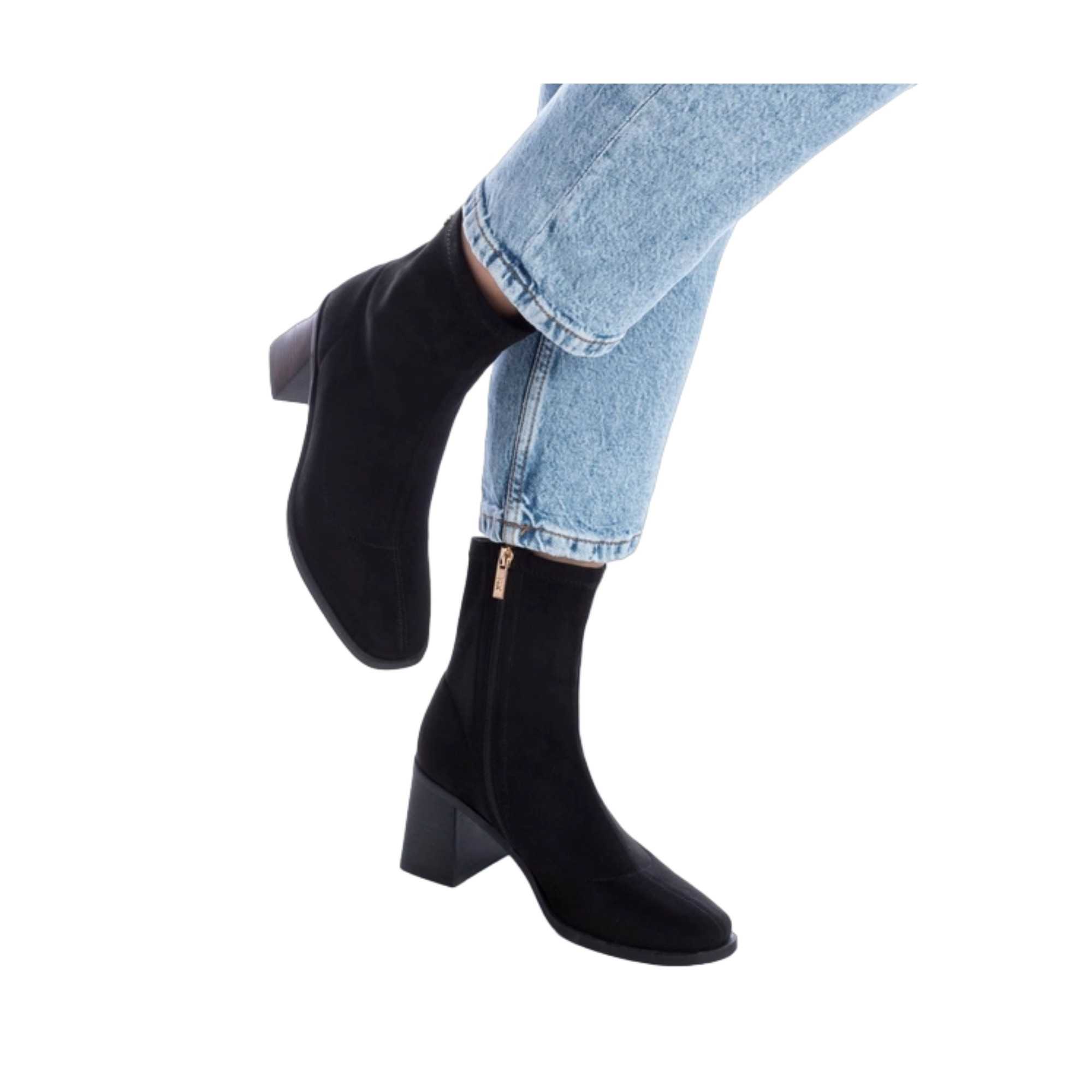 Botín Xti Antelina Negro Tacón Ancho