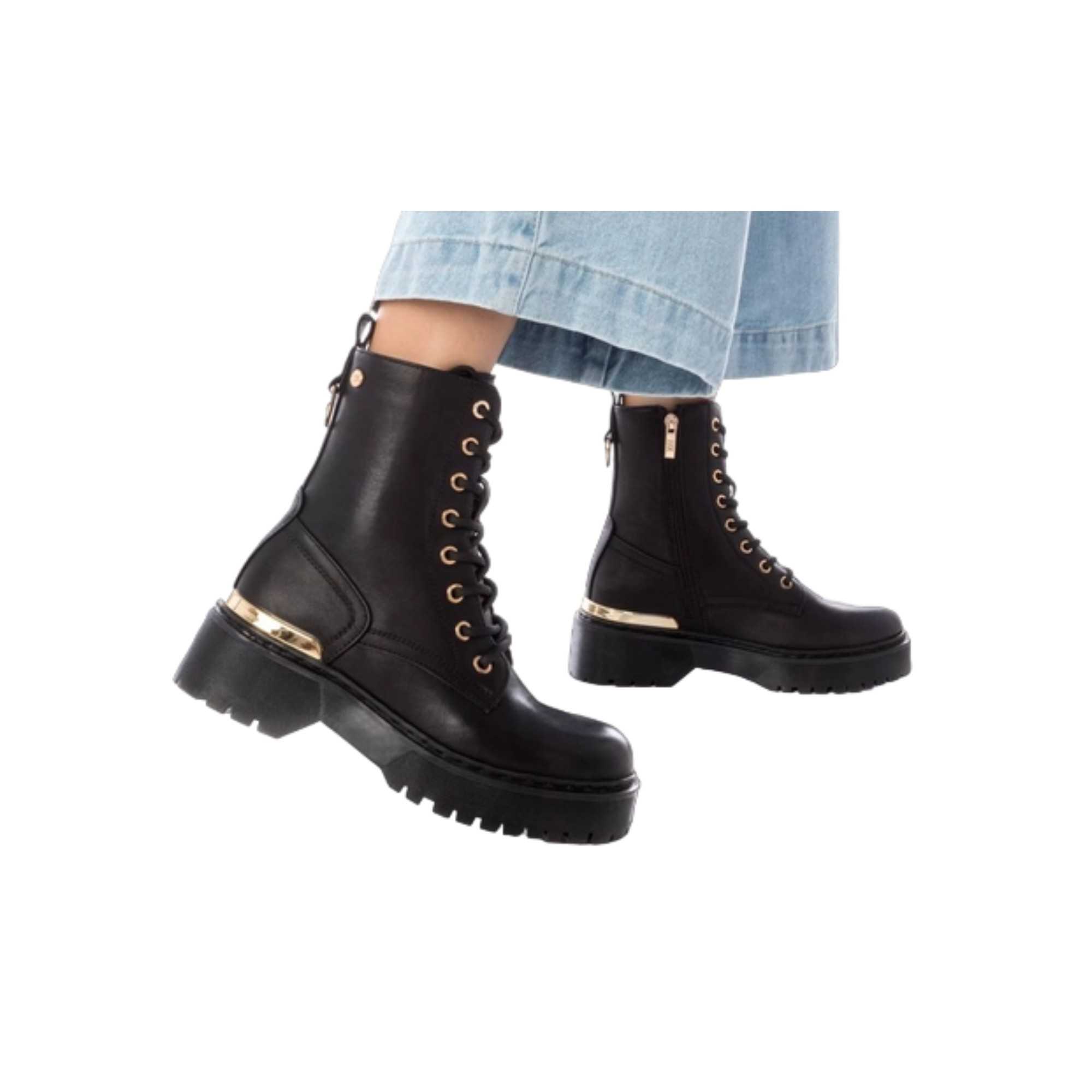 Xti Bota Alta Militar Bota Mujer Militar Xti Negra Comprar Botines