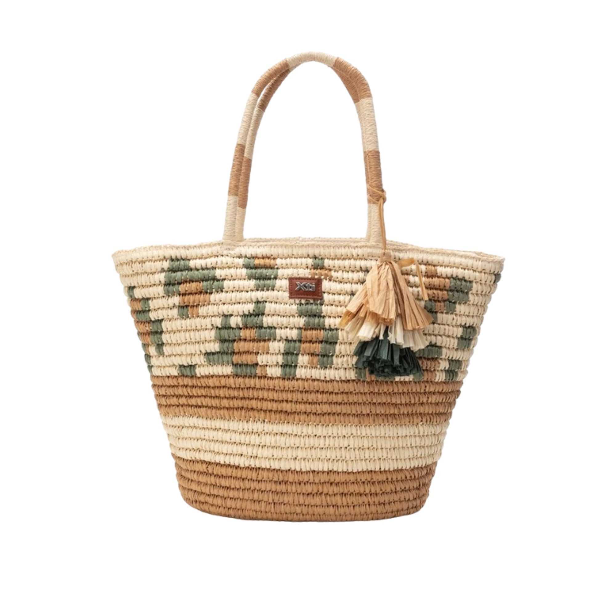 Bolso Rafia Estampado Beige