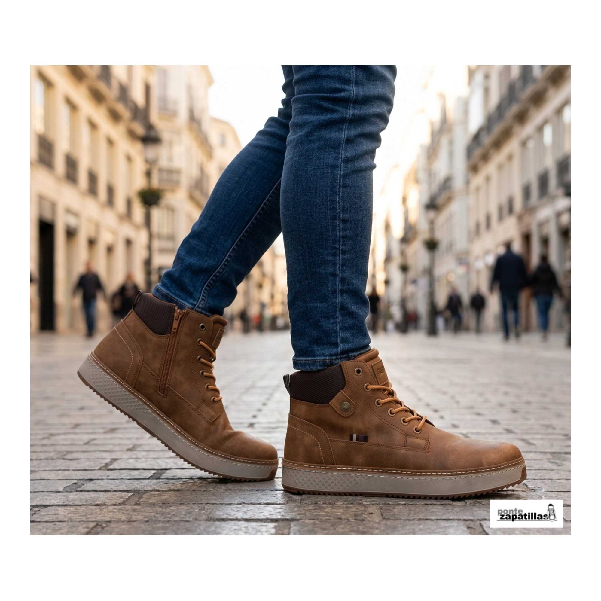 Bota Hombre Cordones Cremallera Refresh