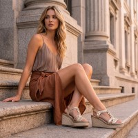 Alpargata Xti Cuña Ganchillo Metalizado