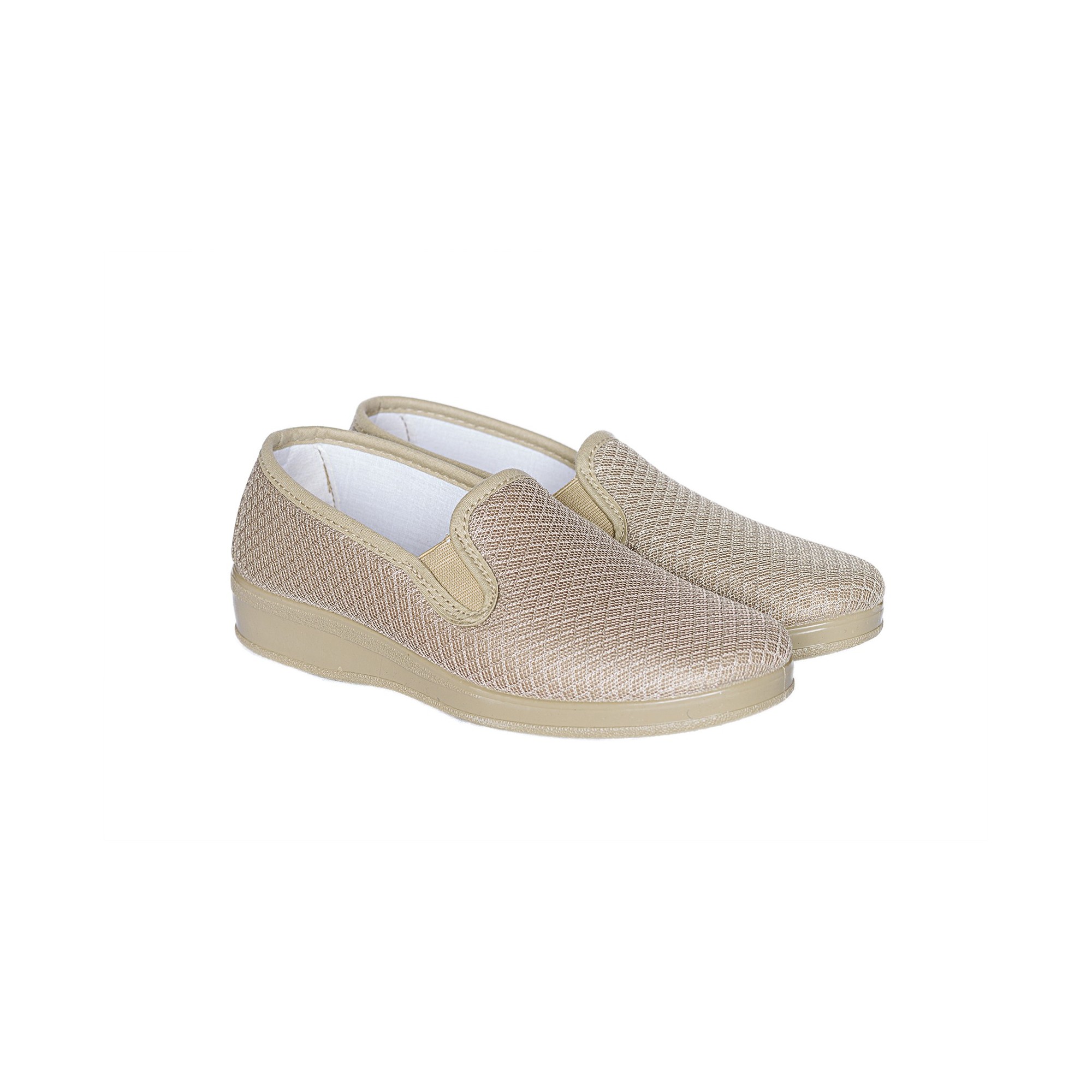 Zapatilla de rejilla color beige